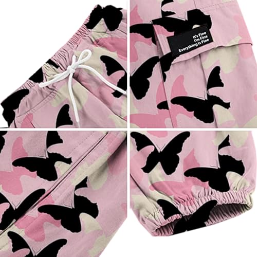 Image of Cromoncent Girls & Womens Camo Print Cargo Pants Outdoor Lightweight Jogger Baggy Pants, 6 Years - XX-Large