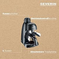 SEVERIN Espressomaschine, kleine Kaffeemaschine für bis zu 4 Tassen Espresso, Kaffeemaschine mit Milchschäumer für Kaffee-Milch-Spezialitäten, ideal für Singles, schwarz, KA 5978 – Ansicht 5