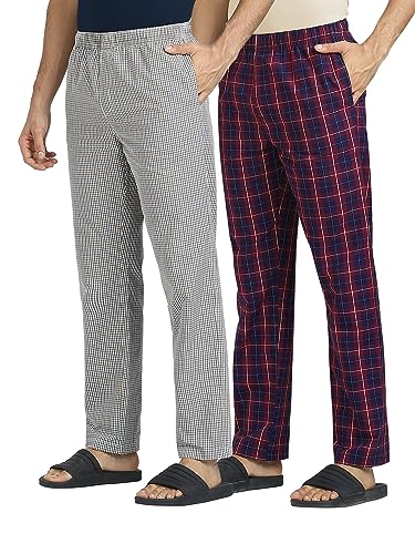 Image of XYXX Men's Checkmate Super Combed Cotton Regular Fit Pyjamas (Pack of 2)