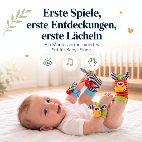 LUDAZON Sensorische Rasseln, Rasselsocken & Babyrassel Baby 0-12 Monate – Ansicht 5