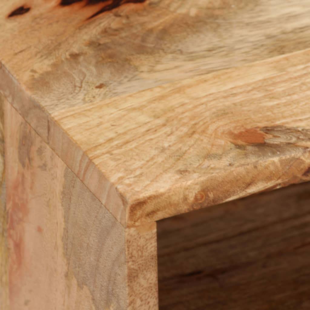 Mobile Porta TV in Legno Massello di Mango 120x30x40 cm con 2 Cassetti e Ripiani, Credenza Rettro Dipinta a Mano per Soggiorno, Mobile Hi-Fi con Gambe in Acciaio
