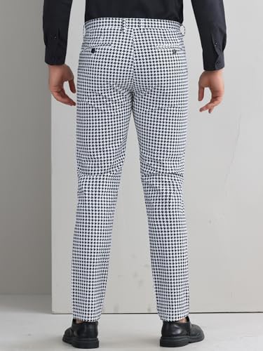 Lars Amadeus Plaid Dress Pants for Men's Flat Front Straight Fit Formal Business Long Suit Pants Checked Trousers3