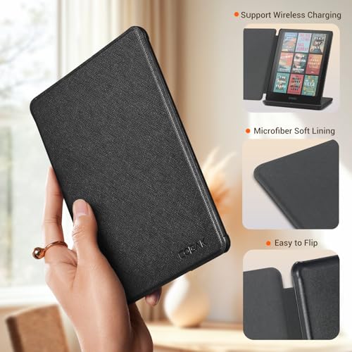 Image of CoBak Case for Kindle Paperwhite 12th Gen 2024 (7 inch) & Colorsoft Signature Edition - All New PU Leather Cover with Auto Sleep Wake Feature for Paperwhite Signature 2024 Released, Black