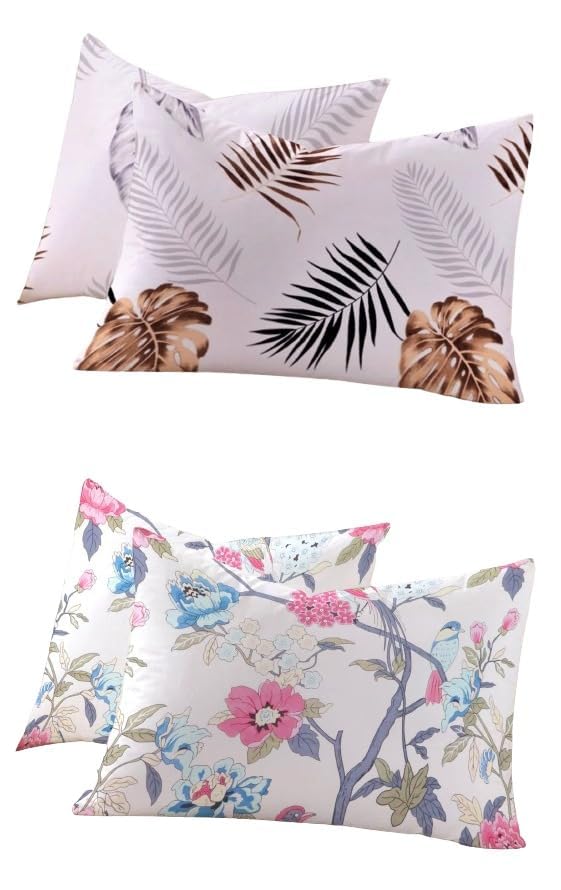 Image of RD TREND 210 TC Premium Glace Cotton Assorted King Size Printed Floral Design Pillow Cover -18 inchX28 inch Inches,(Pack of 2) of Any 4 Pieces Color Multi-226