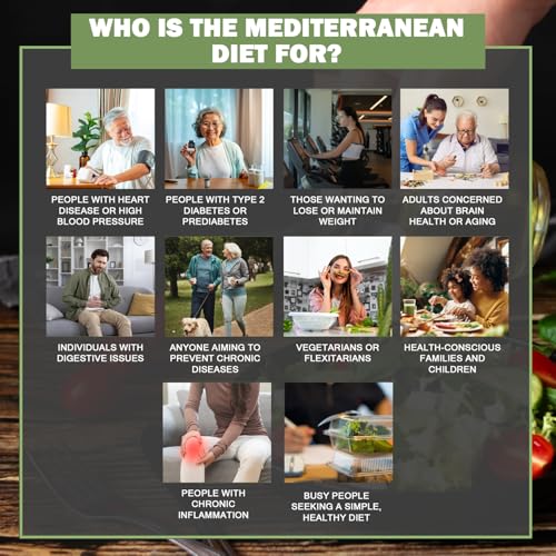 Image of Nonlae 3 Mediterranean Diet Charts - Food List, Easy Meal Plan & Recipes, Beginner Guide with Serving Sizes, Net Carbs, Calories, Mediterranean Diet for Weight Loss, Diabetes - Friendly, Heart Health