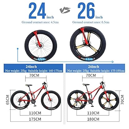 26 * 4,0-Zoll-Mountainbikes mit dicken Rädern, Mountain Trail-Fahrrad für Erwachsene mit fetten Reifen, 7/21/24/27/30-Gang-Fahrrad, Rahmen aus kohlenstoffreichem Stahl, doppeltes Fahrrad mit Doppels – Bild 3