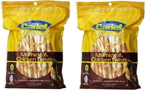 Cadet Gourmet 07220 50 pc Rawhide & Chicken Twists Dog Treats - Quantity 22