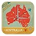 Produktbild LEotiE SINCE 2004 Wanduhr mit geräuschlosem Uhrwerk Dekouhr Küchenuhr Baduhr Urlaub Reisebüro Deko Australien Karte nostalgisch Acryl Uhr Retro