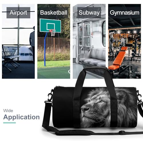 Majestic Lion Travel Gym Bag for Women Men Cylindrical Duffle Bag Sport Workout Bag with Shoulder Strap3