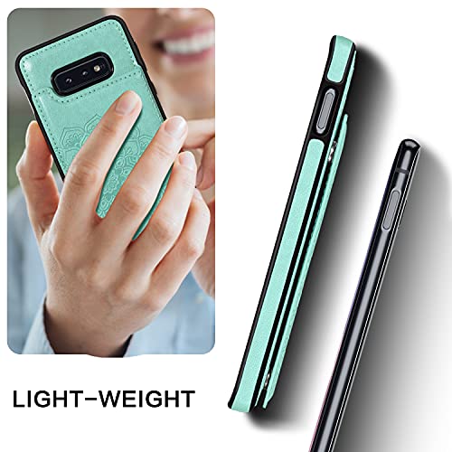Bentoben Compatible With Samsung S10E Case, Heavy Duty Rugged Wallet Pu Leather Card Holder Shockproof Flip Folio Phone Case Cover For Samsung Galaxy S10E 5.8“, Green #TOP3