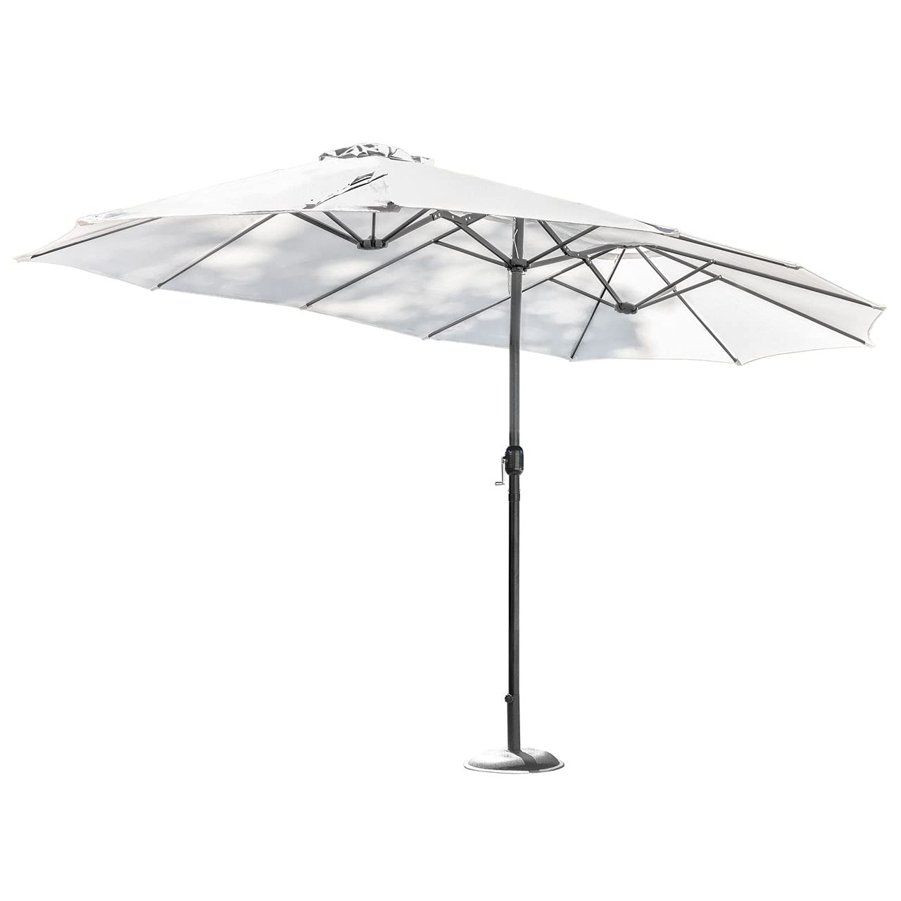 Harrier 4.6m Double-Sided Garden Parasols with Optional Cover & Base Weights - UV Protection & Easy Setup (White, 3. Parasol + Base Frame (No Weights))