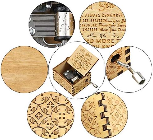 uwows Vintage Wood Hand Crank Music Box You are My Sunshine Gift for Familier Lover Birthday/Christmas/Valentine's Day (For Son From Dad)