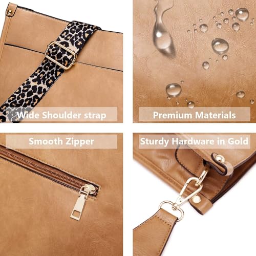Image of AUYOCO Vegan Leather Crossbody Bags for Women, Crossbody Purse with Guitar Strap Zipped Pockets Handbag Shoulder Bag