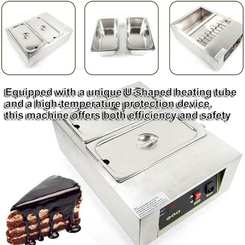 Chocolate Tempering Melter eléctrico 1500W con 2 tanques 8L acero inox miniatura 5