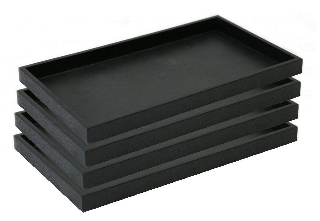 4 Piece 1-Inch Deep Full Size Black Plastic Stackable Jewelry Tray 14 3 4 x 8 1 4