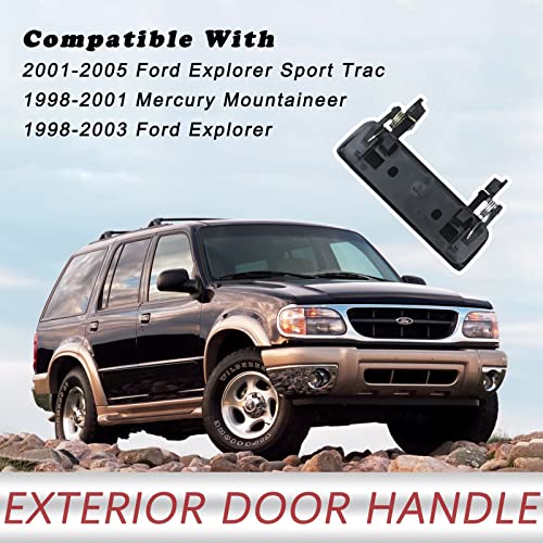 Tqponly Metal Exterior Door Handle | Compatible With 1998-2003 Ford Explorer,2001-2005 Ford Explorer Sport Trac,1998-2001 Mercury Mountaineer | Driver Side & Passenger Side Replaces 79102 #TOP2