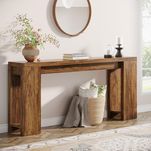 Image of Tribesigns 70.9-Inch Extra Long Console Table, Farmhouse Wood Sofa Table Behind Couch, Narrow Entryway Accent Table for Living Room, Hallway, Entrance, Foyer, Dark Brown