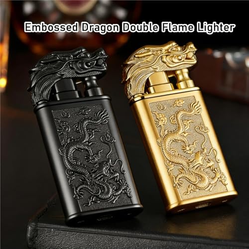 Encendedor de doble llama resistente al viento con soplete ajustable de metal 4
