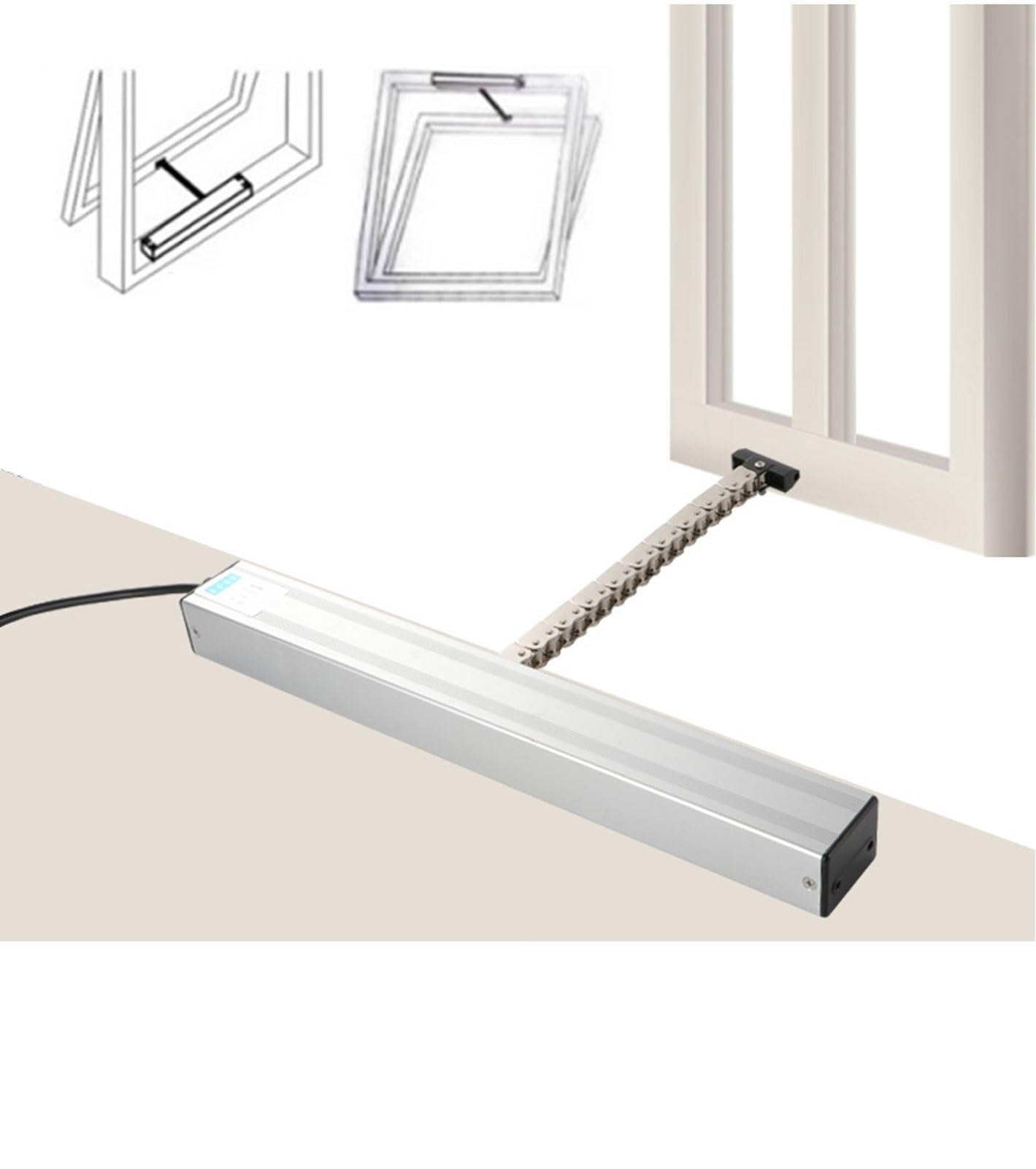 Electric Window Opener Actuator 24V with Remote Control, 300-800mm Stroke Motorized Opener/Closer for Skylight, Roof Vent, Greenhouse & Sunroof