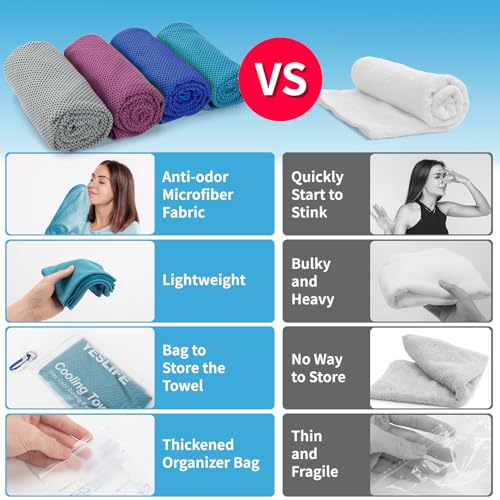 Image of YESLIFE 4-Pack Cooling Towels (40 inchx 12 inch), Cooling Neck Wraps, Ice Towel