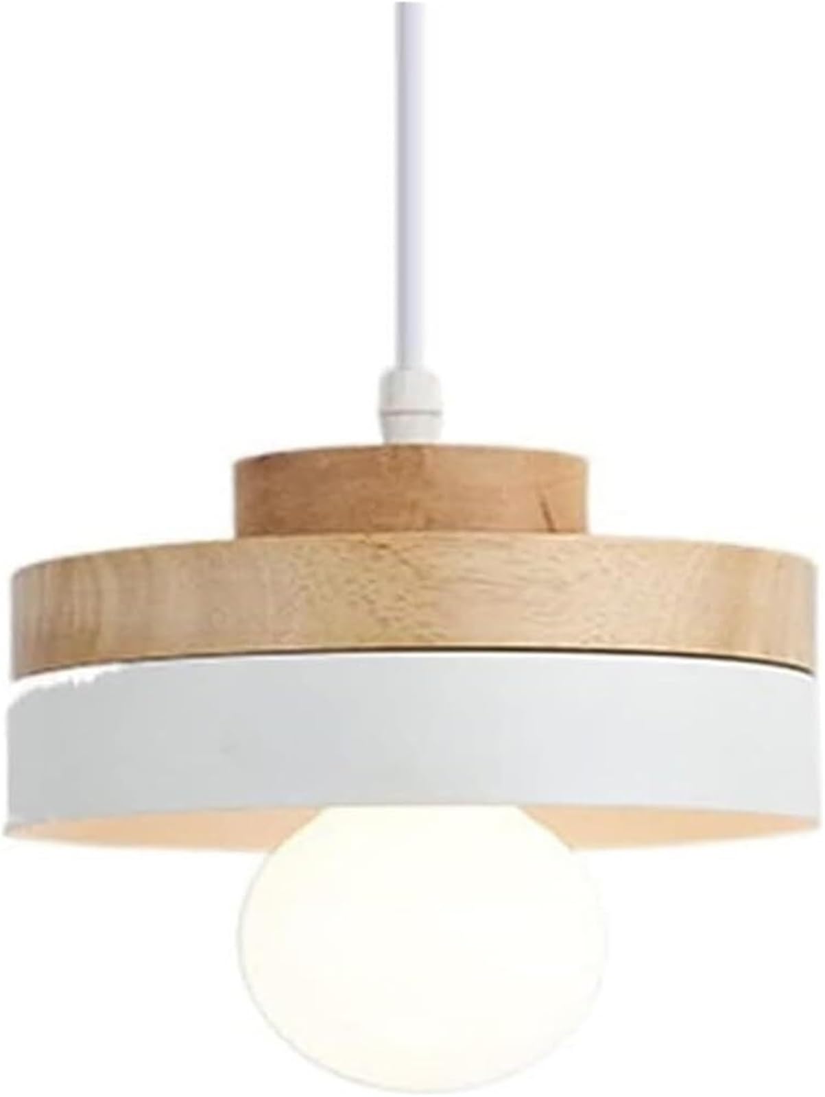 FZQSXAZU Pendant Light Ceiling Shade Modern Small with Oak and Iron Finish Lamp Industrial Chandelier for Kitchen Dining Living Room Chandeliers(Round)