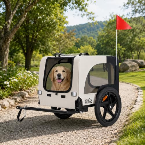 zoomundo Fahrradanhänger Hundeanhänger Transport - Jacky in Beige/Schwarz