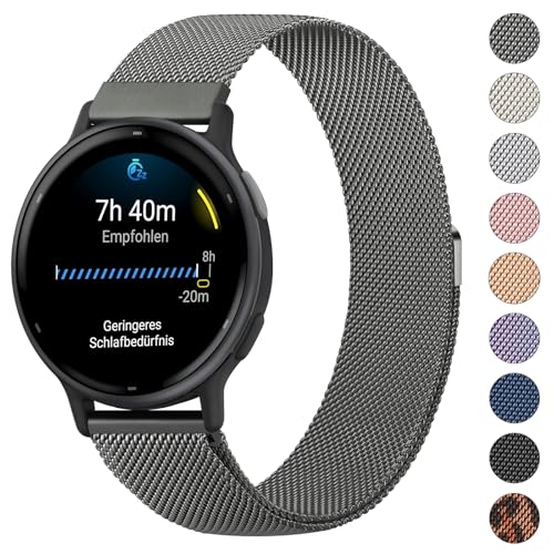 Mugust Pulsera para Garmin Vivoactive 5/Garmin Vivoactive 3/Vivomove 3/HR/Luxe/Style para mujer y hombre, acero inoxidable, malla de metal de repuesto para Garmin Forerunner 55/245/645