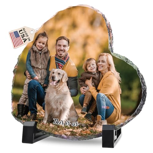 ALBK Made in USA Custom Picture Frame with Photo - Personalized Gifts, Custom Rock Stone Slate Frame, Gifts for Womem Men Mom Dad, Gifts for Mothers Fathers Day Valentines Day Birthday Christmas Thanksgiving Xmas