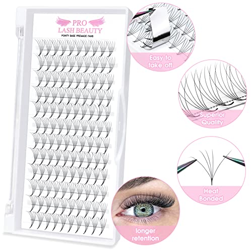 Extensões de cílios pré-fabricadas para ventiladores 14D-D-0,05-10 extensões de cílios de volume pré