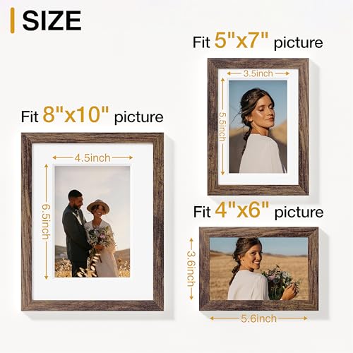 Image of Vittanly 10 Pack Picture Frames Collage Wall Decor, Gallery Wall Frame Set for Wall or Tabletop Display, Engineered Wood and Shatter-resistant Plexiglass, Multi Sizes with 8x10, 5x7, 4x6 Frames, Brown
