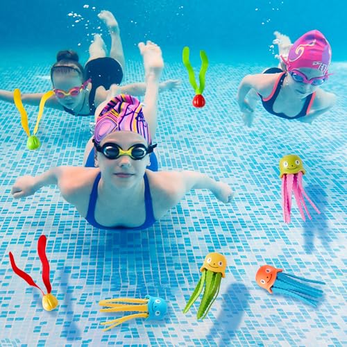 Diving Swimming Pool Toys - 7pcs Octopus & Seaweed Diving Underwater Swimming Pool Bath Water Fun Toys Accessories Big Colorful Octopus Catch Retrieval Game Games Summer Swim Party Supplies - Image 5