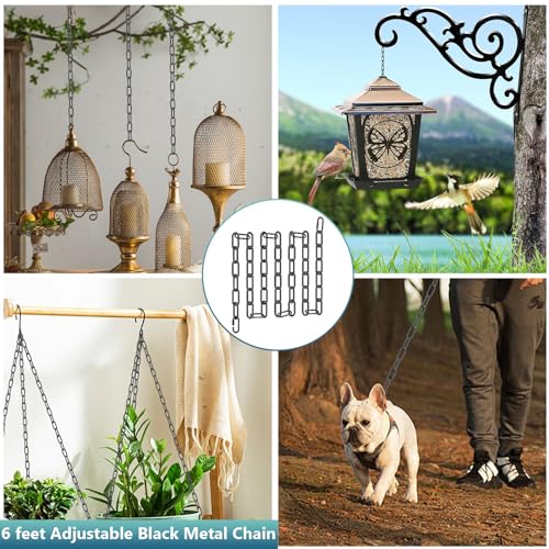 Image of garini 6 Feet Industrial Black Light Fixture Chain, Adjustable Metal Pendant Chandelier Chain Extension with Detachable Link, Maximum Load is 66 Pounds