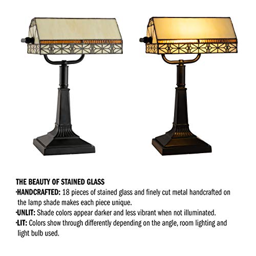 Lavish Home 224656MXG Tiffany-Style Bankers Lamp - Vintage-Looking Mission-Style Table Or Desk Led Light thumb #1
