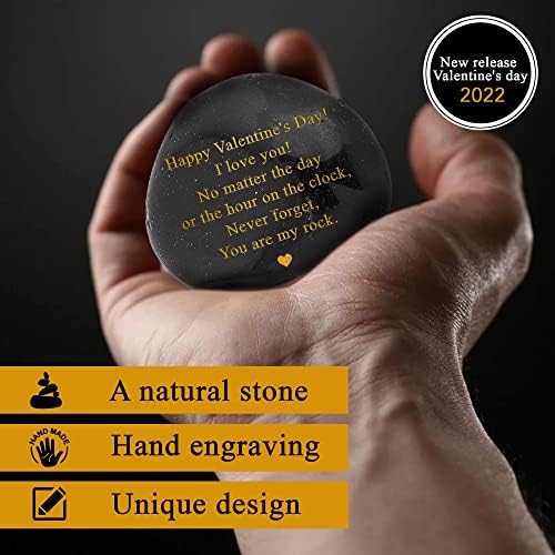 Happy Valentines Day Gift - Black Polished You are My Rock Engraved Pebble - Decorative Stones - Emotional Valentines Gifts for Him, Valentines Gifts for Her - Gifts for Couples - View 4
