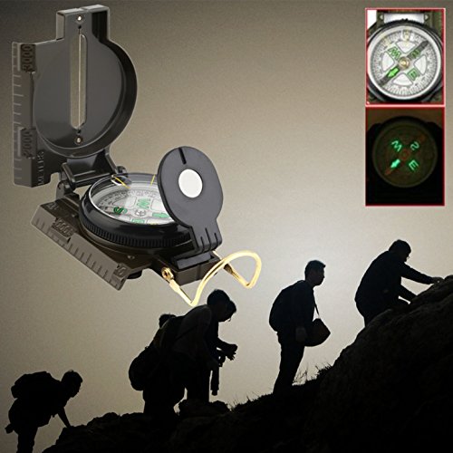 1 Pack Portable Folding Lens Compass Keychain American Military Survival Emergency Life Tactical