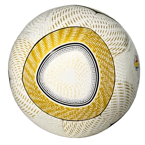 2010 South Africa Replica Soccer Ball Size 5 Hand Stitched PU Football Official Match Style Training Ball, Golden Doted Collectible Football for Adults AC003