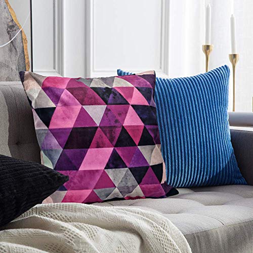 Image of Khooti Velvet Cushion Cover, 10x10 (Triangular Pink)(Pack of 1)