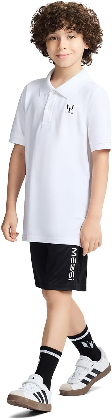 Messi Boys Lifestyle Short Sleeve Polo T-Shirt, Slim-fit Graphic Tee, Cotton Blend Fabric - Image 4