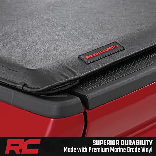 Image of Rough Country Soft Roll Up Truck Bed Tonneau Cover for Toyota Tacoma (2024-2026) - Fits 5' (60 inch) Bed, Weather-Resistant Roll Up Bed Cover