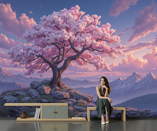 Mural Cerezos En Flor En Plena Floración 150 X 105 Cm Murales Decorativos Pared Paisaje Natural Ensueño Papel Pintado, Moderno Decoración De Paredes Para Salón Dormitorio Pasillo Comedor