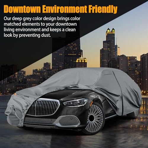 Image of Waterproof Premium Car Covers Replace for 2006-2025 Mercedes Benz S-Class S350 S400 S450, 10 Layers Heavy Duty All Weather Car Cover with Zipper Door, Windproof Bands for Snow Rain Dust Protection
