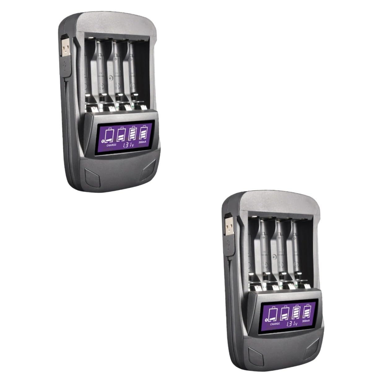 OSALADI Cargador De Batería De 2 Piezas Adaptador Inteligente De 4 Ranuras Pantalla De Capacidad Real Cargador Portátil Recargable para El Hogar