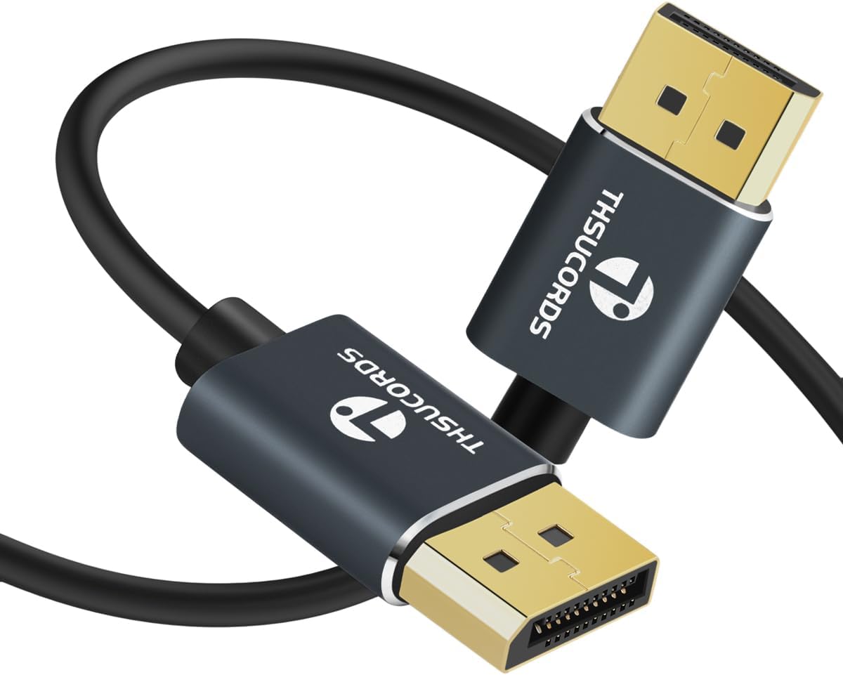 0.5M DisplayPort Cable, Certified Ultra Slim 8K 4K DP to DP 1.4, Flexible & Slim, Supports 8K@60Hz, 4K@120Hz, 32.4Gbps, Compatible with Laptop/TV/PC/Monitor