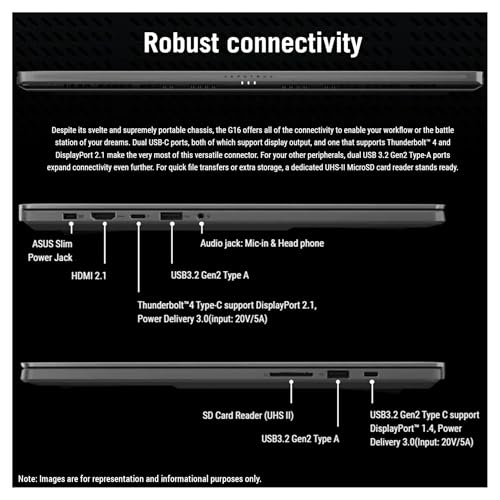 ROG Zephyrus G16 Gaming Laptop, Intel Ultra 9-185H, 32 GB LPDDR5X RAM, 2 TB PCle SSD, 16" QHD (2560x1600) 240Hz, Nvidia G-Force RTX 4090, Tastiera retroilluminata, W11 Home, Grigio Eclipse - Notebook - Immagine 3