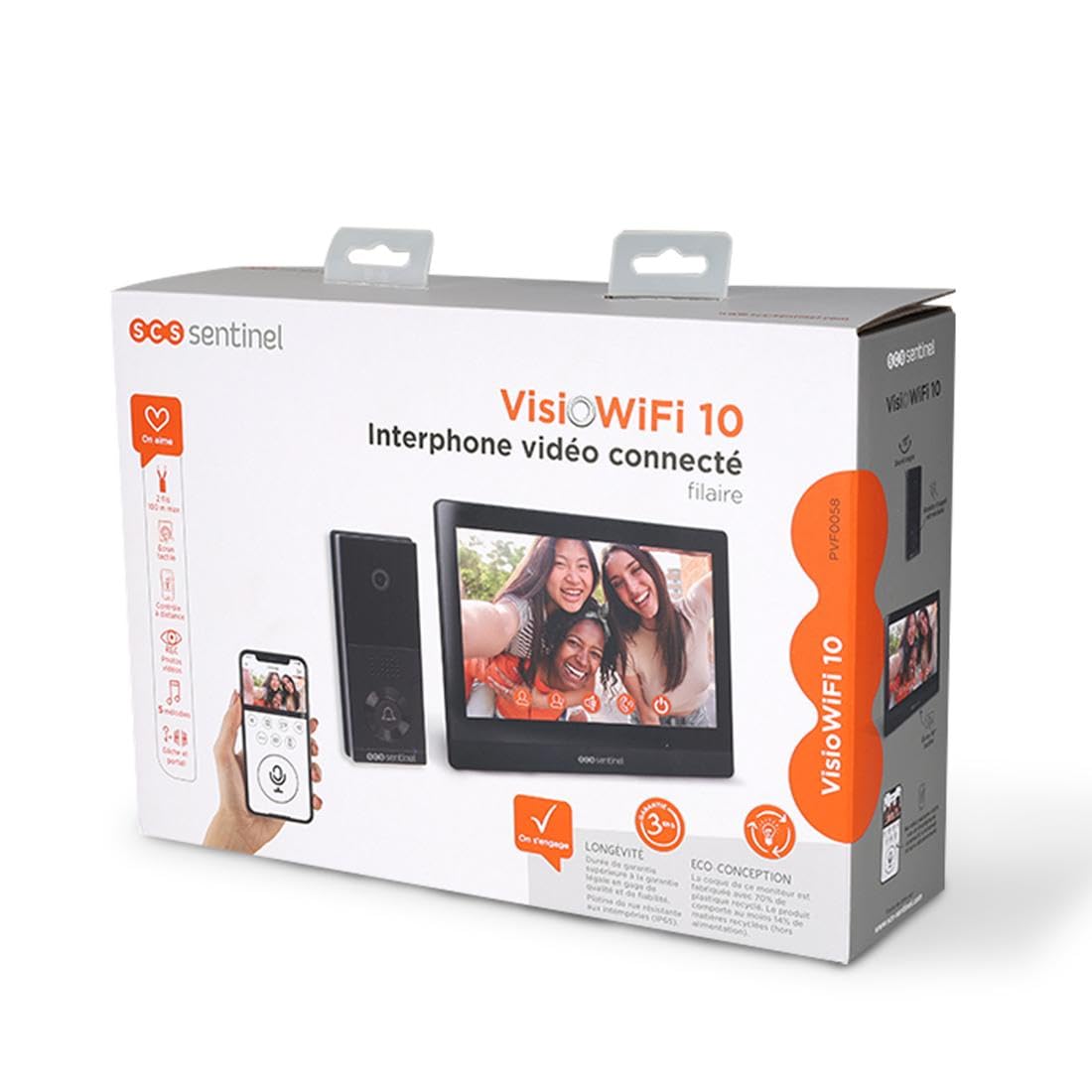 SCS Sentinel VisioWiFi 10 – Videocitofono cablato - 2 fili, touchscreen da 10" – Videocitofono Wi-Fi connesso – App per dispositivi mobili – Portata 100 m – Videosorveglianza domestica IP65 - PVF0058