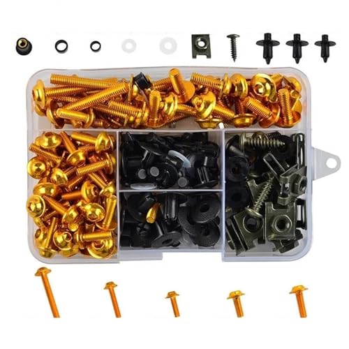 Kit tornillos carenado moto aluminio 195 piezas color dorado para Yamaha FJ09 FJR1300