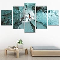 SIGNWIN 5 Panel Canvas Wall Art Modern Art Aerial Contemporary Cool Dramatic Multicolor Nature Photography Snow for Home Decorations Ready to Hang - 60