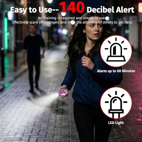 Image of Personal Alarm for Women, 5Pcs 140dB Self Defense Keychain LED Light