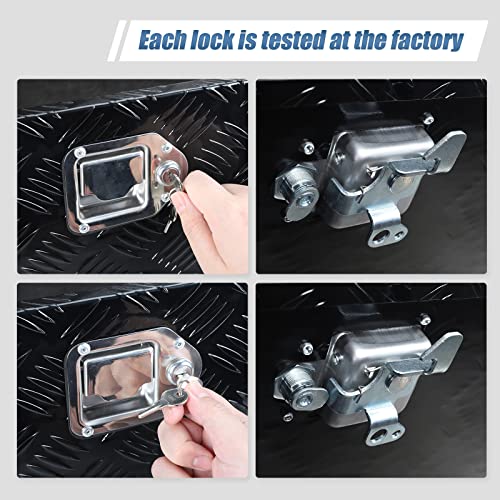 Confote 39 Inch Heavy Duty Aluminum Stripes Plated Tool Box Pick Up Truck Bed Rv Trailer Toolbox Waterproof Square Storage Organizer With Side Handle, Lock And Keys - Black #TOP2