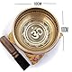 Tibetisches Klangschalen-Set – einfach zu spielen – OM-Design für Meditation, Klang, Chakra, Yoga, Heilung, 10,2 cm von Himalaya-Bazaar (Gold & Gelb)
